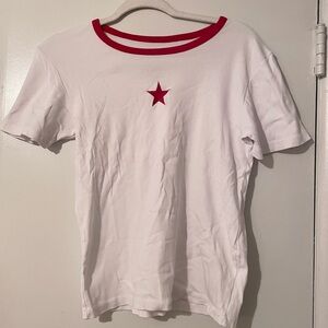 PacSun White Tee with Red Accents
